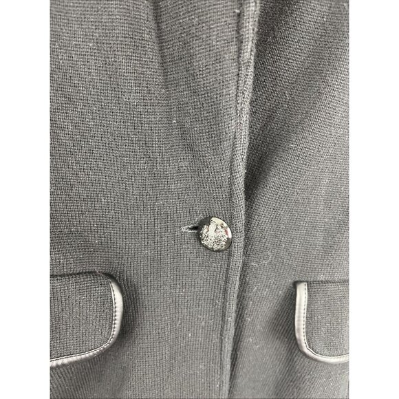 Lauren Ralph Lauren Black Sweater Blazer w/ Faux Leather Trim Womens Size XS - Picture 3 of 9